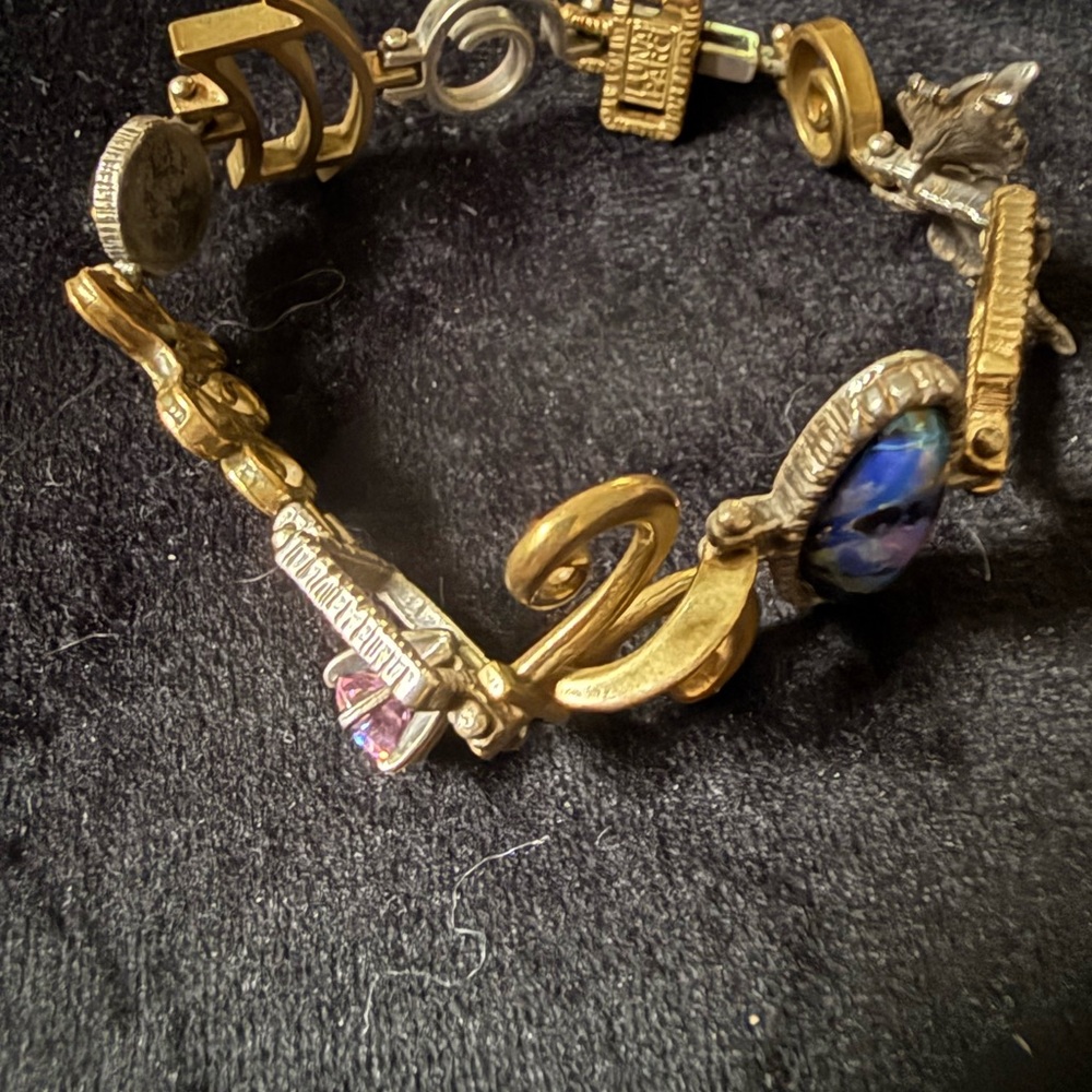 Luna Parc Gorgeous Two Tone Dichroic Glass Moonstone Pink CZ 7.5 Bracelet - Picture 2 of 12